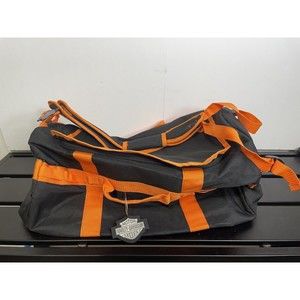 Harley Davidson 2-in-1 Duffel Bag Backpack Waterproof Black & Orange W/ Charm